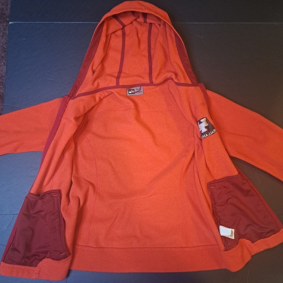 REI Hooded Fleece Jacket Women's Orange Hall and Hall‎ Logo - Picture 2 of 10